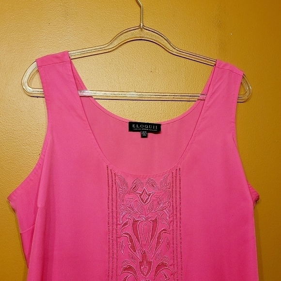 Eloquii | Hot Pink Embroidered Beaded Tank Blouse (Size 18/20) - Picture 8 of 15